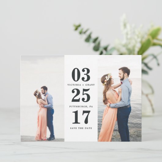 Weddatum waarop de datumkaart is opgeslagen save the date (Staand voorkant)