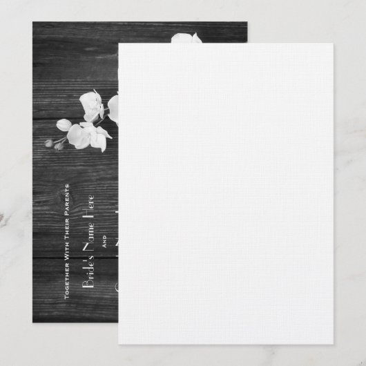 Weddding Invite - Barnwood & Orchids Kaart (Voorkant / Achterkant)