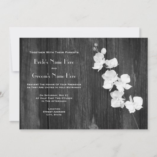 Weddding Invite - Barnwood & Orchids Kaart (Achterkant)