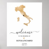 Wedde Destination Italy Map Gold Movable Heart Poster (Voorkant)