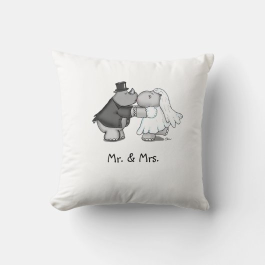 Wedde Pillow met Bride en Groom Kussen (Voorkant)