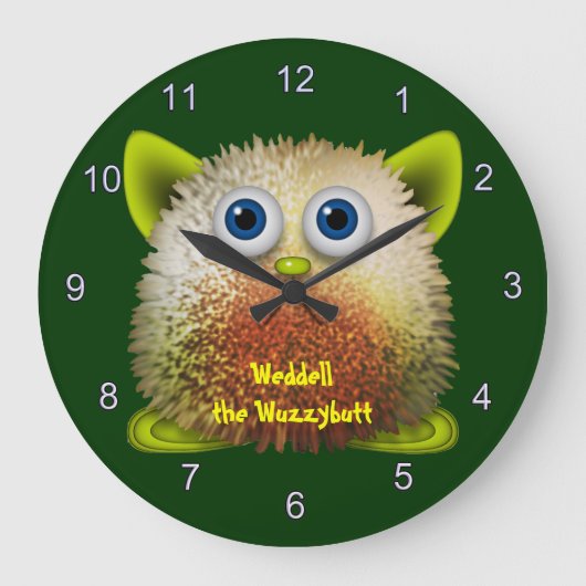 Weddell de Wuzzystuum Kinderen Fun Cartoon Clock Grote Klok (Voorkant)
