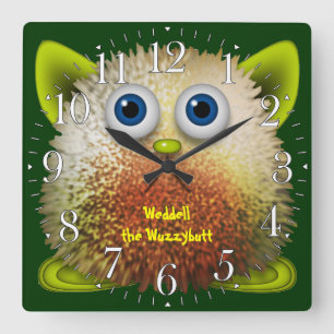 Weddell de Wuzzystuum Kinderen Fun Cartoon Clock Vierkante Klok