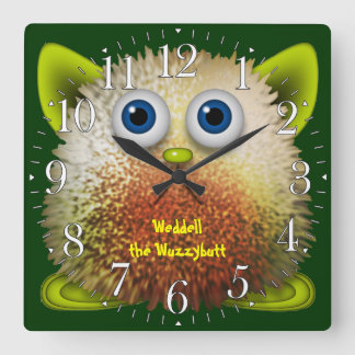 Weddell de Wuzzystuum Kinderen Fun Cartoon Clock Vierkante Klok