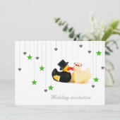 Wedden 4 sterren en hartentrouwuitnodiging kaart (Staand voorkant)