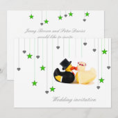 Wedden 4 sterren en hartentrouwuitnodiging kaart (Voorkant / Achterkant)