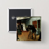 Wedden bij de fotograaf 1878-9 vierkante button 5,1 cm (Voorkant /achterkant)