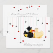 Wedden eenden 3 en 2 harten huwelijksuitnodiging kaart (Voorkant / Achterkant)