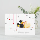 Wedden eenden 4 en 2 harten trouwuitnodiging kaart (Staand voorkant)