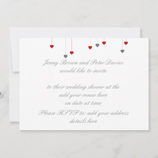 Wedden eenden 4 en 2 harten trouwuitnodiging kaart (Achterkant)