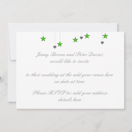 Wedden-eenden sterren en harten trouwuitnodiging kaart (Achterkant)