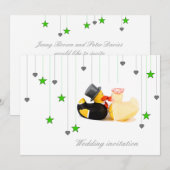 Wedden-eenden sterren en harten trouwuitnodiging kaart (Voorkant / Achterkant)