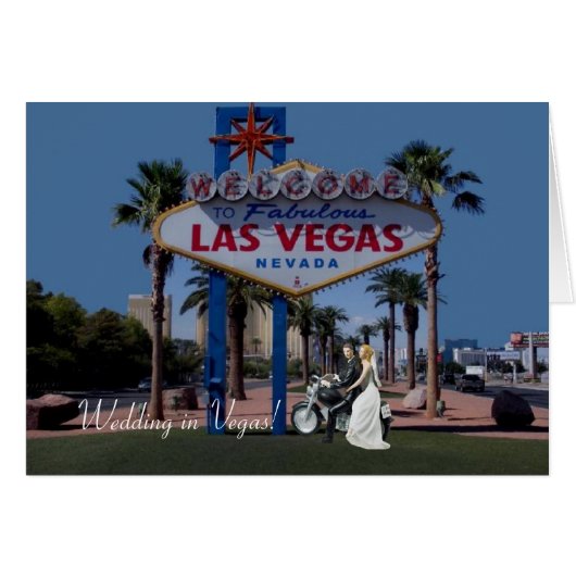 Wedden in Vegas! Bride & Groom over Kaart motorfie (Voorkant Horizontaal)