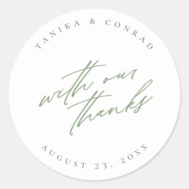 Wedden met onze Bedankt Green/Wht ID954 Ronde Sticker