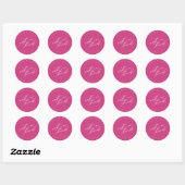 Wedden met onze Bedankt Wht/Fuchsia ID954 Ronde Sticker (Vel)