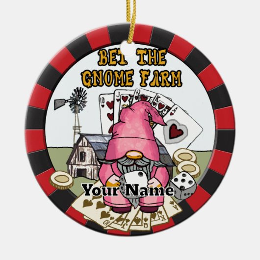 Wedden op de boerderij gnome keramisch ornament (Voorkant)