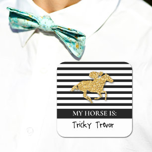 Wedden op Gold Racehorse Derby Day Vierkante Sticker