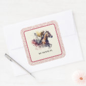 Wedden op racepaarden en jockey vierkante sticker (Envelop)