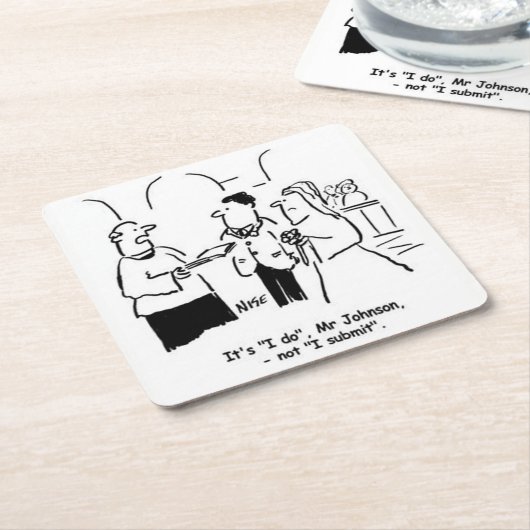 Wedden. Vicar vertelt Bridegroom dat het "ik doe"  Kartonnen Onderzetters (Schuin)