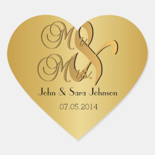 Wedden voor de Mr & Mrs. personaliseren Hart Sticker