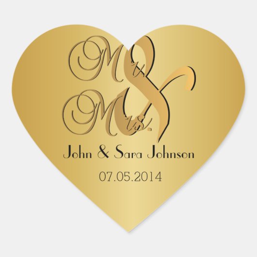 Wedden voor de Mr & Mrs.| personaliseren Hart Sticker (Voorkant)