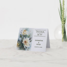 Wedden, Waterverf Rozen, Sage Green, Elegant Bedankkaart