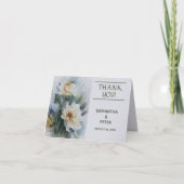 Wedden, Waterverf Rozen, Sage Green, Elegant Bedankkaart (Voorkant)