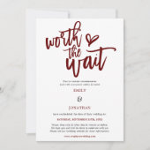 Wedden Worth the Wait Script Burgundy Save The Date (Voorkant)