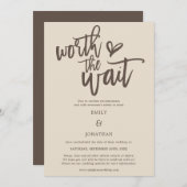 Wedden Worth the Wait Script Cream Brown Save The Date (Voorkant / Achterkant)