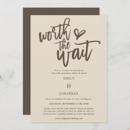 Wedden Worth the Wait Script Cream Brown Save The Date