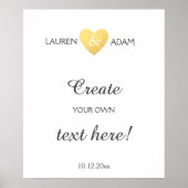 Weddenbord voor gouden hart, aangepaste tekst sjab poster (Voorkant)