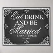 Weddenbordbord eet drink en trouwt poster (Voorkant)