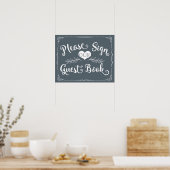 Weddenbordbord "Guest book", aangepaste kleur Poster (Keuken)
