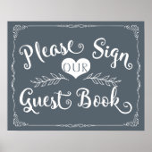 Weddenbordbord "Guest book", aangepaste kleur Poster (Voorkant)