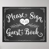 Weddenbordbord "Guest book" Poster (Voorkant)