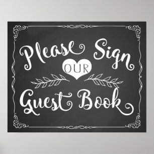 Weddenbordbord "Guest book" Poster