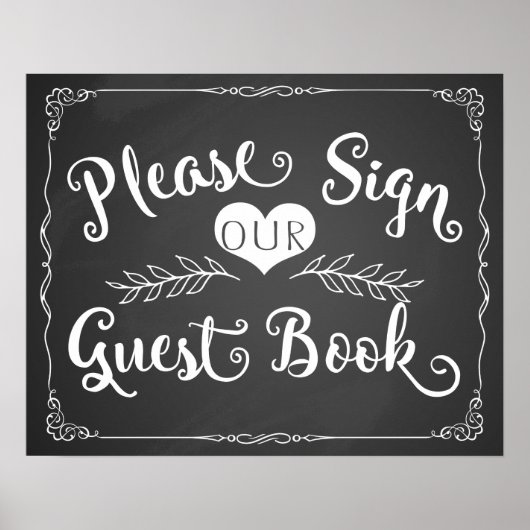 Weddenbordbord "Guest book" Poster (Voorkant)