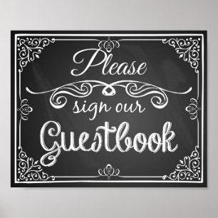Weddenbordbord "Guest book" Poster