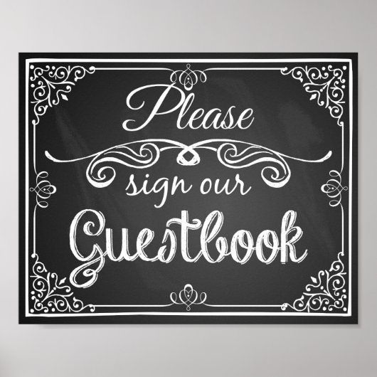 Weddenbordbord "Guest book" Poster (Voorkant)