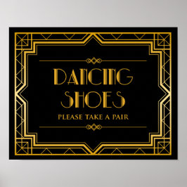 Weddenbordje - Dansschoenen Gatsby Wedding Sign Poster