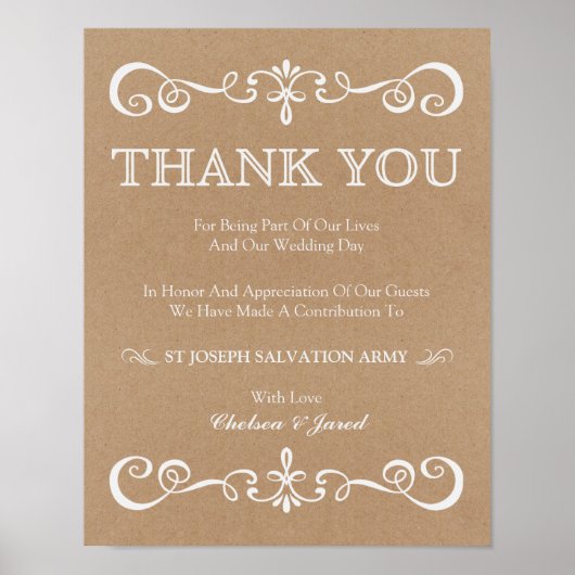 Weddenbordje - Donatie Rustic Wedding Sign Poster (Voorkant)