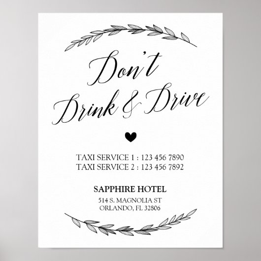 Weddenbordje — Drink en aanloop niet Poster (Voorkant)