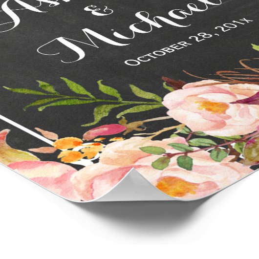 WeddenbordKLASSE Chalkboard Floral Poster (Hoek)