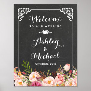 WeddenbordKLASSE  Chalkboard Floral Poster