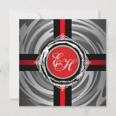 Weddenceremonie Uitnodiging Red Silver Embossed (Achterkant)