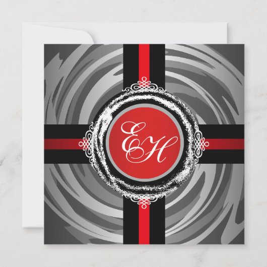 Weddenceremonie Uitnodiging Red Silver Embossed (Achterkant)