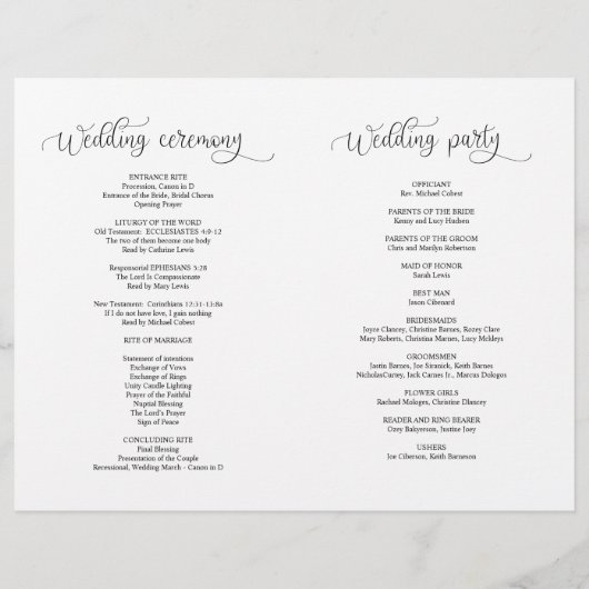 Weddenceremoniesprogramma Modern Handbrief zwart (Achterkant)