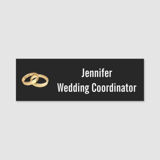 Weddencoördinator Black White Gold Wedding Rings Naamplaatje (Voorkant)