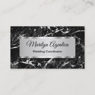 Weddencoördinator Classy Black Marble Achtergrond Visitekaartje