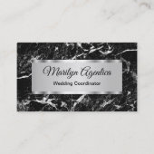 Weddencoördinator Classy Black Marble Achtergrond Visitekaartje (Voorkant)